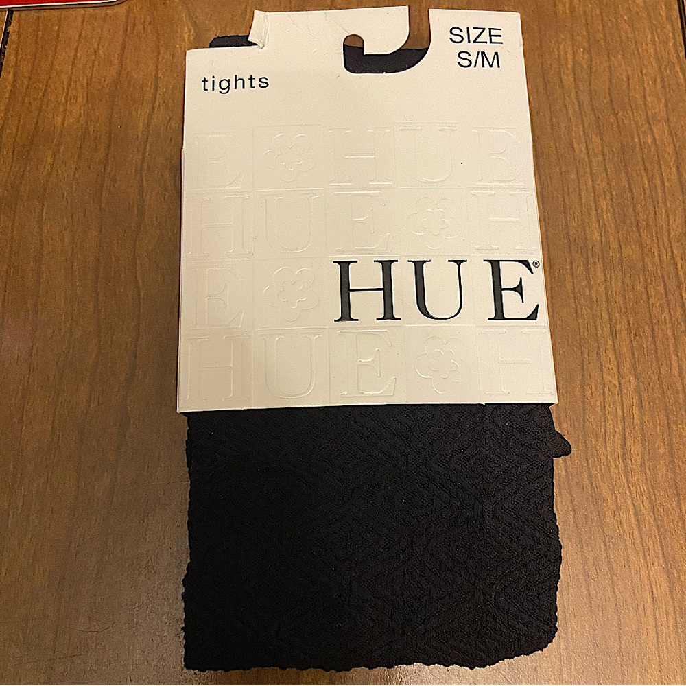HUE Black Diamond Pattern Print Tights Size Small /Medium New
